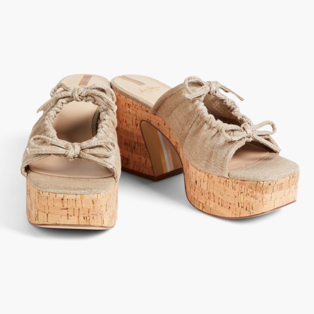 Sam Edelman Dova Platform Sandals Mules NIB Shoes $150 Metallic Fabric - Picture 2 of 9